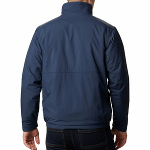 Men's Blue Polyester Zipper Jacket With Turn-Down Collar And Custom Front Logo Heat-Transfer Printing Casual Style <b>Coach</b> Jacket - Product Image 6