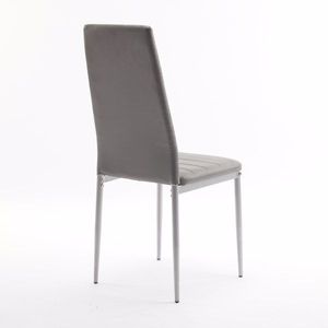 4 sedie da pranzo in PVC grigio N101 con schienale alto, cuciture orizzontali e tubo rotondo - Product Image 4