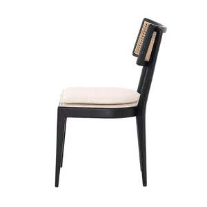 Modern Outdoor Teak Wood Garden Sets Chair Rattan <b>Back</b> <b>Cushioned</b> Seat Antique Style Side Chair for Home Hotel - Product Image 2