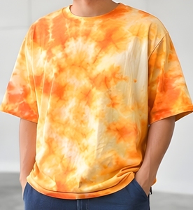 T-shirt oversize Urban Wave Tie-Dye en coton épais, coupe décontractée, épaules tombantes, style streetwear, tendance, décontracté pour l'été - Product Image 4