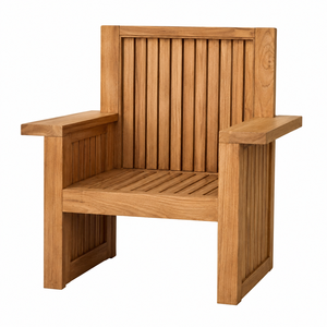 Fauteuil de jardin moderne et contemporain en teck massif pour villa, parc, école et salon – Chaise de patio en bois durable - Product Image 1