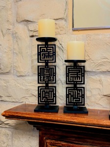 Modern Black Metal Geometric Design <b>Candle</b> Stand Stylish Decorative Holder Perfect For Home Decor And Table Centerpiece - Product Image 1