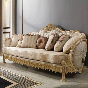 Juego de Sofás Tapizados en Madera de Teca de Lujo Royal Prestige, Tallados a Mano, Muebles Clásicos Europeos para Sala de Estar, Estilo Palacio Elegante - Product Image 3