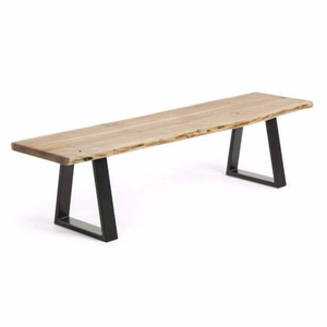 Modern Style <b>Bench</b> Wooden Seat With Black Metal Frame and Wooden Seater for Home and Garden Furniture Decoration - Product Image 1