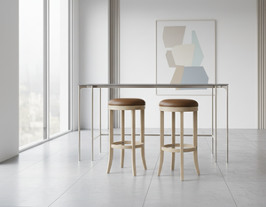Tabouret de bar moderne et durable en bois d'hévéa avec cadre rond et assise et pieds entièrement ronds RWS RBS - Product Image 3