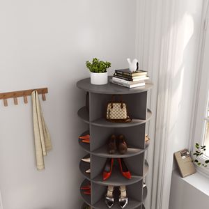 <b>Grey</b> 360 Degree Rotating 6-Layer Shoe Rack Premium Shoe <b>Cabinet</b> - Product Image 2