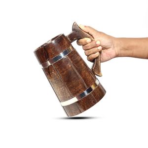 Mug et Chope à Bière en Bois Massif Naturel Rustique avec Poignée, Qualité Alimentaire, Anti-Fuite, Logo Personnalisé, Articles de Bar pour Fêtes - Vente en Gros - Product Image 2