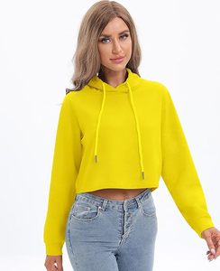 Ladies Fashion <b>Cropped</b> Sweatshirt Hoodie Soft Fabric Everyday Wear <b>Top</b> - Product Image 2