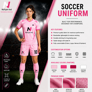 Uniforme de Fútbol Femenino Nofyan, Color Rosa, Sublimado, Manga Corta, Transpirable, Corte Regular, para Adultos, Todas las Temporadas - Product Image 3