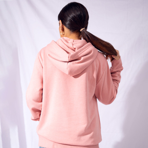 Sudadera con Capucha Unisex Rosa Elegante, Sudadera de Felpa, Corte Regular, Diseño de Bolsillo de Color Sólido, Ropa Casual de Otoño, Sudadera Tejida - Product Image 2