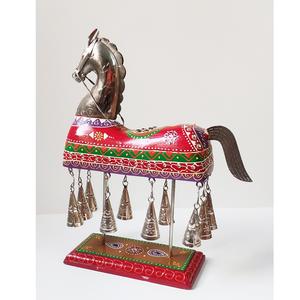 Campana de hierro hecha en India con diseño de caballo, arte moderno, campana de caballo pintada a mano de la suerte para el hogar, oficina, mesa de comedor, habitación de invitados, a precio mayorista - Product Image 2