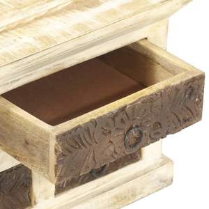 Tavolino da caffè quadrato bianco in legno massello di mango da 26,8 pollici - Product Image 5