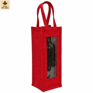 Sac cadeau pour bouteille de vin en jute naturel laminé, emballage cadeau pour vin, 13x36x13 cm, logo personnalisé, vente en gros, OEM, commande en gros, modèle SNC139A - Product Image 2