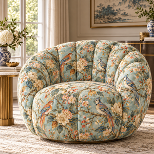 Tela de Tapicería con Estampado Floral de Aves, Color Verde Azulado, Tejida para Muebles, Sofás y Textiles para el Hogar - Product Image 3