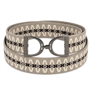 High Quality Brown <b>Elastic</b> Waist <b>Belt</b> with Gold Bit Buckle Casual Cotton Polyester Spandex Strap - Product Image 3