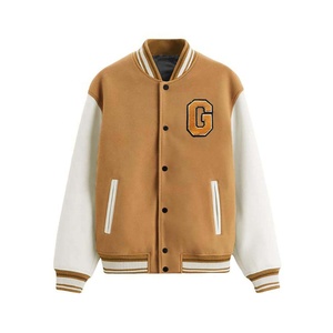 Custom Luxury OEM Manufacture Custom logo Blank <b>Plain</b> <b>Varsity</b> <b>Jacket</b> Leather Sleeve Chenille Embroidery Vintage Letterman - Product Image 1