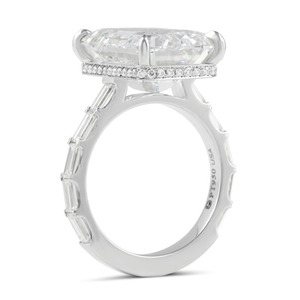 9.50 Carat Emerald Cut Yellow <b>Gold</b> Rhodium Plated Diamond Baguette Band <b>Ring</b> for Engagement & Anniversary - Product Image 2