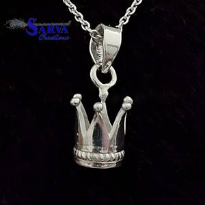 Collar con Colgante de Corona de Plata de Ley 925, Collar con Dije de Corona de Rey y Reina Hecho a Mano, Regalo de Joyería para Mujeres y Hombres - Product Image 2