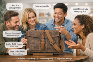 Sac messager en toile cirée et cuir vintage imperméable Wriza Small pour homme, sac bandoulière de voyage et de travail avec accents de boucles - Product Image 5