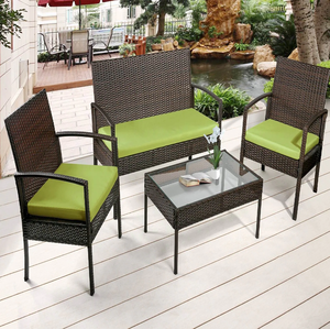 Conjunto de muebles de exterior de cuerda tejida gruesa con sofá redondo, sillones y mesa a juego, disponible a precios de mayorista. - Product Image 6