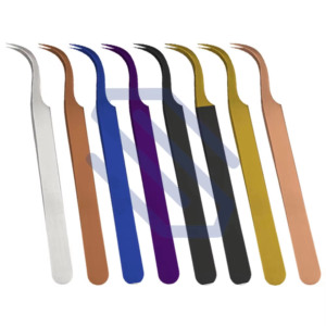 Pinces à épiler pour Extensions de cils, pinces à pointes droites et courbées, outils pour pose de faux cils, 1 pièce - Product Image 1