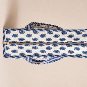 EcoDari Cotton Quilted Tote <b>Bag</b> Zipper Indian Block Print Blue Paisley Fabric Ecofriendly <b>Beach</b> Shoulder Handbag <b>Women</b> Wholesale - Product Image 2