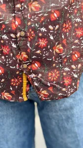 Women Ethnic <b>Boho</b> Style Brown Floral Printed Cotton <b>Shirt</b> 3/4 Sleeve Button Down Soft Fabric Casual Stylish Summer Top - Product Image 4