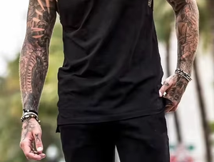 Camiseta de punto estilo streetwear, manga corta, de spandex/poliéster, peso pesado, oversize, transpirable, ecológica, de secado rápido para hombre - Product Image 4