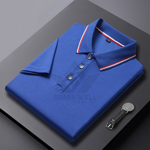 เสื้อโปโลผู้ชาย แขนสั้น สีน้ำเงิน ผ้าฝ้ายถัก สีพื้น ระบายอากาศได้ดี สวมใส่สบาย ทรงปกติ ติดกระดุมด้านหน้า - Product Image 4