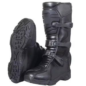 Bottes de moto en cuir personnalisées, entièrement noires, respirantes, imperméables, anti-UV, grande taille, coupe-vent, protection de sécurité, imprimées - Product Image 4