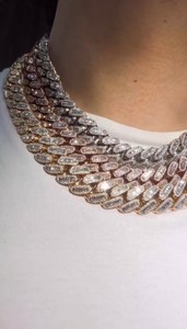 Cadena Cubana de Lujo con Incrustaciones de Diamantes Moissanite, Collar de Plata de Ley 925 con Micro Pavé, Joyería Hip Hop, Oro Blanco y Oro Rosa - Product Image 3