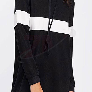 Robe tricotée à capuche pour femme, manches longues, color block, style décontracté, 100 % coton respirant, collection automne, vente en gros - Product Image 5