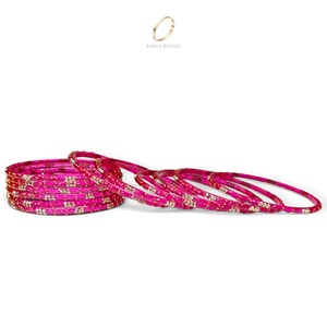 Bracelets ethniques en verre rose Kashmiri Raindrop, sertis de pierres de zircon plaquées or scintillantes pour femmes, au prix de gros le plus bas - Product Image 4