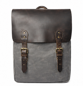 Vintage Canvas Leather Luxury Roll Top Portable <b>Backpack</b> Large Capacity Travel Laptop Compartment for <b>College</b> Office Use Men - Product Image 1