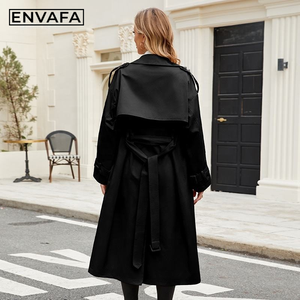 Manteau Trench Long Croisé pour Femme, Modèle Printemps Classique, Couleur Camel avec Ceinture, Logo Personnalisé, Vente en Gros - Product Image 2