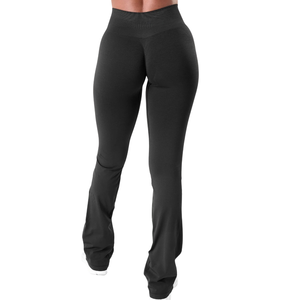 Pantalon long évasé taille ultra haute noir pour femme, extensible, respirant, pour le sport, le fitness, le yoga et l'entraînement, vêtement de performance athlétique - Product Image 2