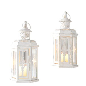 Lanterne à bougie de style vintage, lanternes suspendues décoratives noires et blanches pour la décoration de la maison, lampe à bougie vacillante sans flamme - Product Image 6