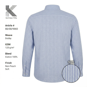 Chemise unisexe 100% coton 120GSM tissée à rayures Dobby, manches longues, fabricant OEM ODM, fournisseur de vêtements personnalisés en gros, hommes femmes - Product Image 3