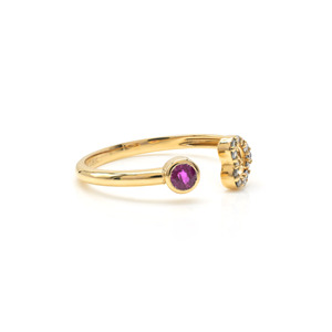Ready to Ship Bezel <b>Set</b> 3mm Burma Ruby Adjustable <b>Ring</b> in 18k Solid Yellow <b>Gold</b> Diamond Heart Design <b>Ring</b> Perfect Gift for Love - Product Image 2
