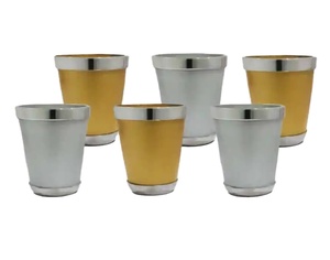 Decantador de aluminio portátil de alta calidad con diseño grabado Judaica Silver y Gold Plating Small Kiddush Cup - Product Image 1