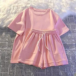 Ensemble de survêtement pour femme en toile surdimensionnée de haute qualité, col montant uni, deux pièces, avec short de survêtement au-dessus du genou, style streetwear - Product Image 6