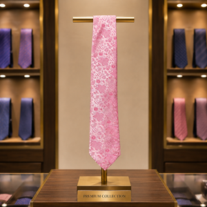 Corbata de Jacquard Floral Rosa Suave de Lujo para Hombre |   Accesorio de Corbata Ecológico Premium, Personalizado, para Bodas, Fiestas y Eventos Formales - Product Image 3