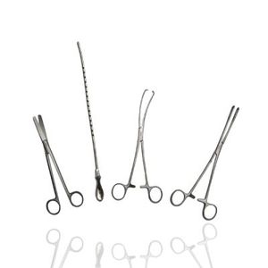 Kit d'insertion manuelle haut de gamme en acier inoxydable, comprenant une éponge vaginale, un sonde utérin, des ciseaux Mayo et un instrument pour tissus Pean, du fabricant Dentavex - Product Image 2