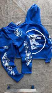 Fashion Streetwear Men Tracksuit <b>Set</b> Custom Logo Hoodie And Jogger Pants Cotton Fleece Sweatsuit For Men - Product Image 1