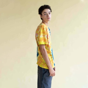T-shirt pour homme à manches courtes, respirant, tie-dye, coupe classique, col rond, en coton tricoté, style décontracté avec motif - Product Image 3