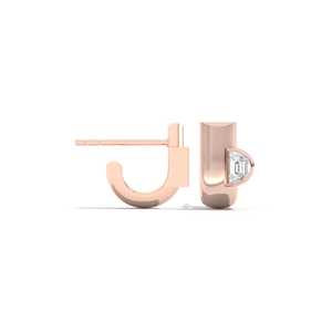 Pendientes de Aro Asimétricos con Diamantes Cultivados en Laboratorio, Engastados en Bisel, Modernos, Escultóricos, Minimalistas, para Uso Diario, Oro de 10K, 14K, 18K - Product Image 5