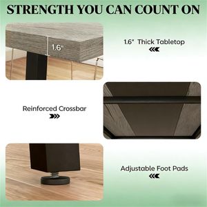 Tavolo da Pranzo Rettangolare Grigio per Soggiorno e Ufficio - Product Image 4