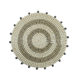 Colorful Seagrass Placemat with Beads New Retro Style Bohemian Handwoven Natural Woven <b>Table</b> <b>Mat</b> Round Placemat - Product Image 5