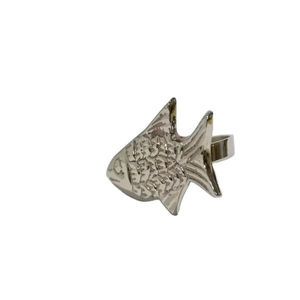 Anneau de serviette moderne en aluminium de haute qualité, design poisson argenté personnalisé, écologique, pour décorations de table de fête et de mariage, en stock - Product Image 1