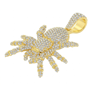 Colgante de araña tarántula con diamantes cultivados en laboratorio, estilo hip hop, para hombre, de plata 925 chapada en oro, collar personalizado, amuleto para fiesta - Product Image 1